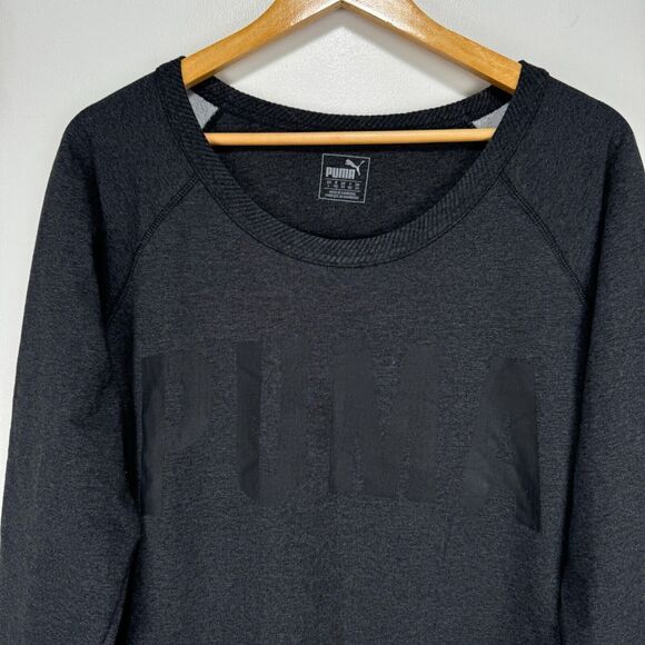 Puma Dry Cell Sweatshirt Sweater Women Large Gray Cropped Cotton Graphic Script - Picture 3 of 11